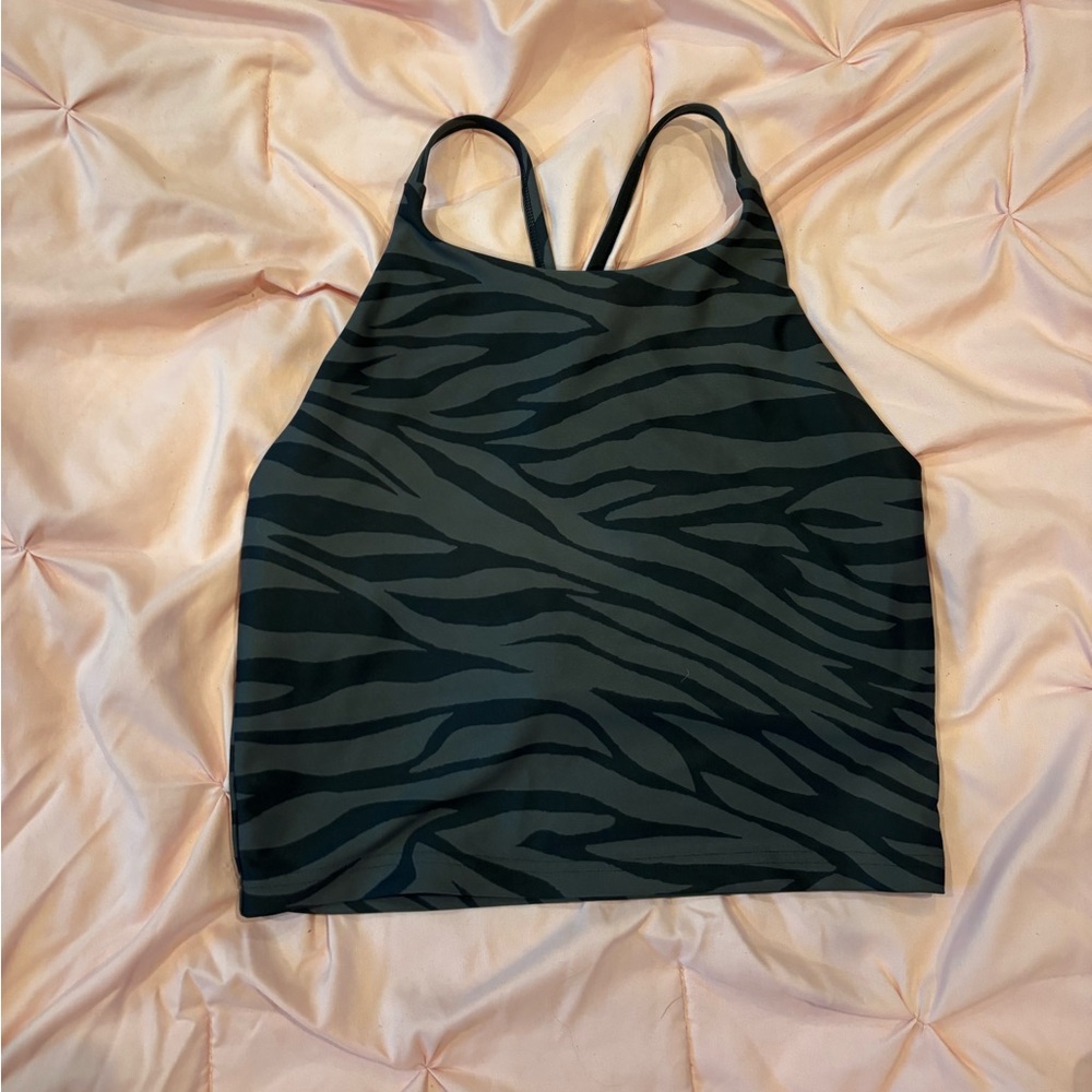 Old Navy Black and Gray Zebra Print Athletic Tank Top
